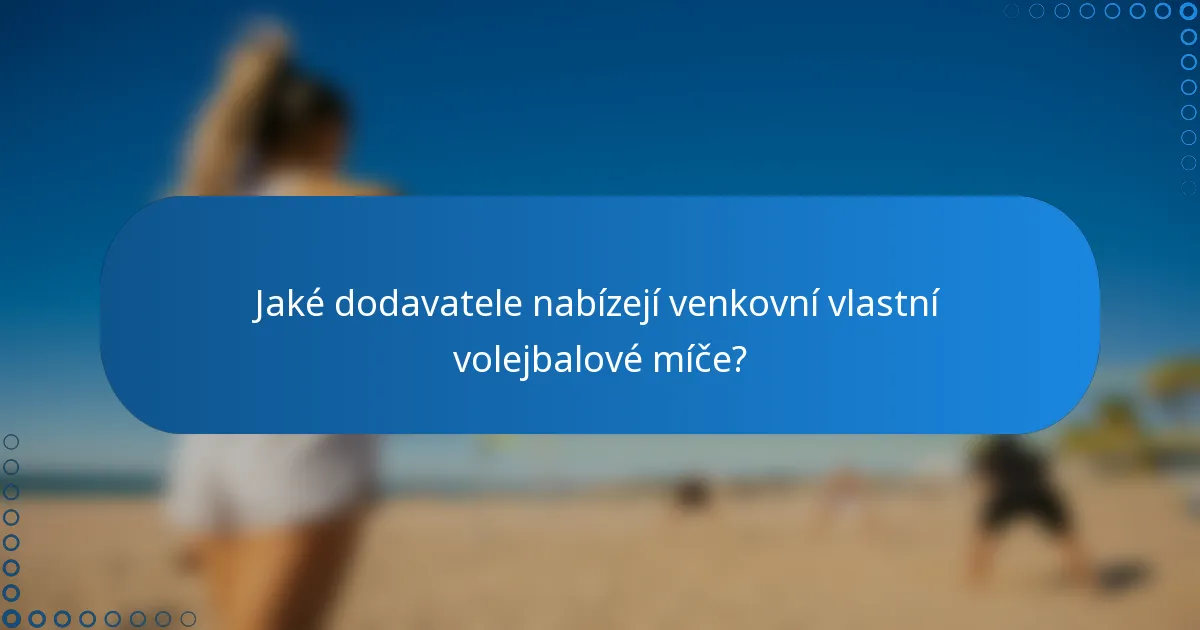 Jaké dodavatele nabízejí venkovní vlastní volejbalové míče?