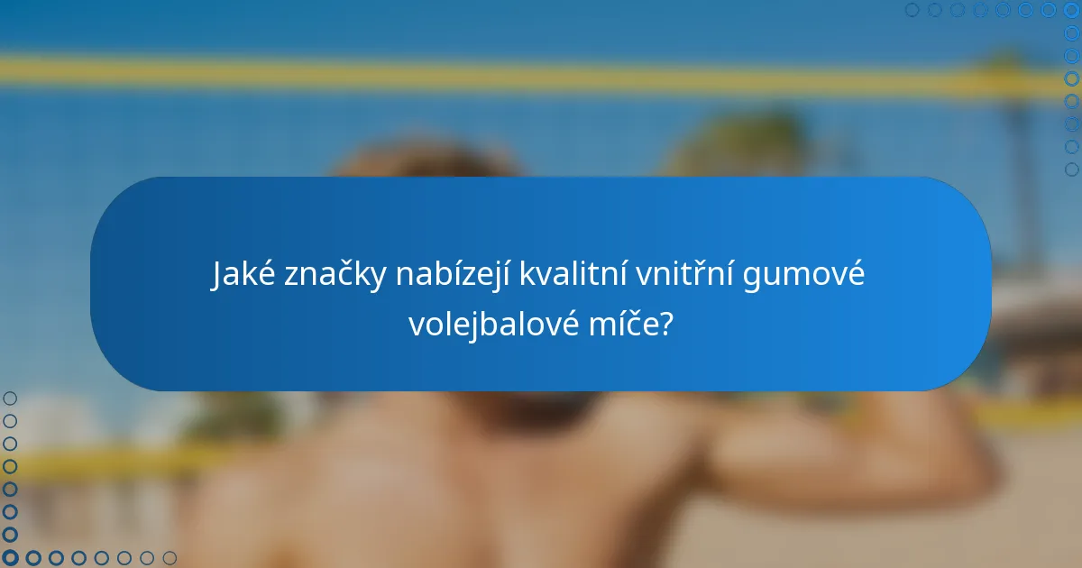 Jaké značky nabízejí kvalitní vnitřní gumové volejbalové míče?
