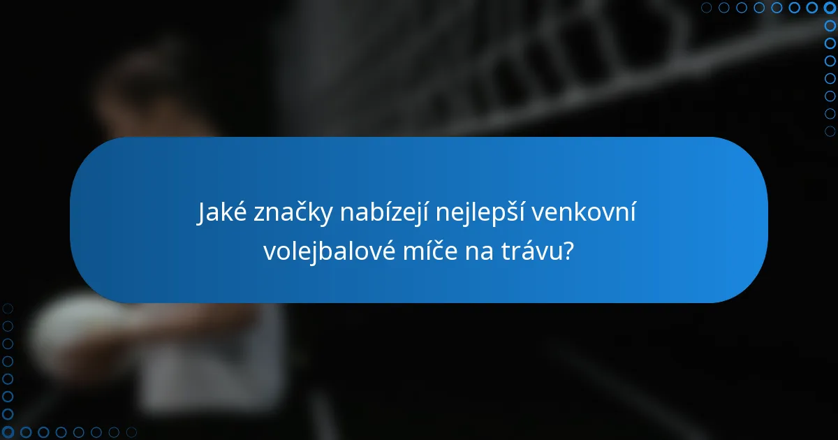 Jaké značky nabízejí nejlepší venkovní volejbalové míče na trávu?