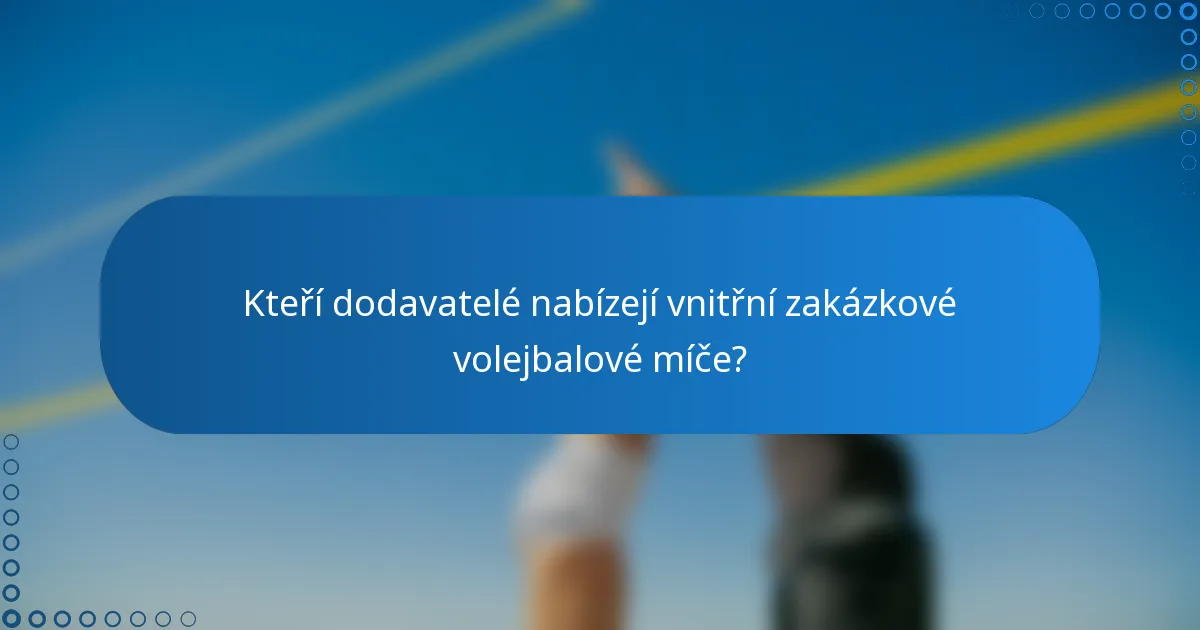 Kteří dodavatelé nabízejí vnitřní zakázkové volejbalové míče?
